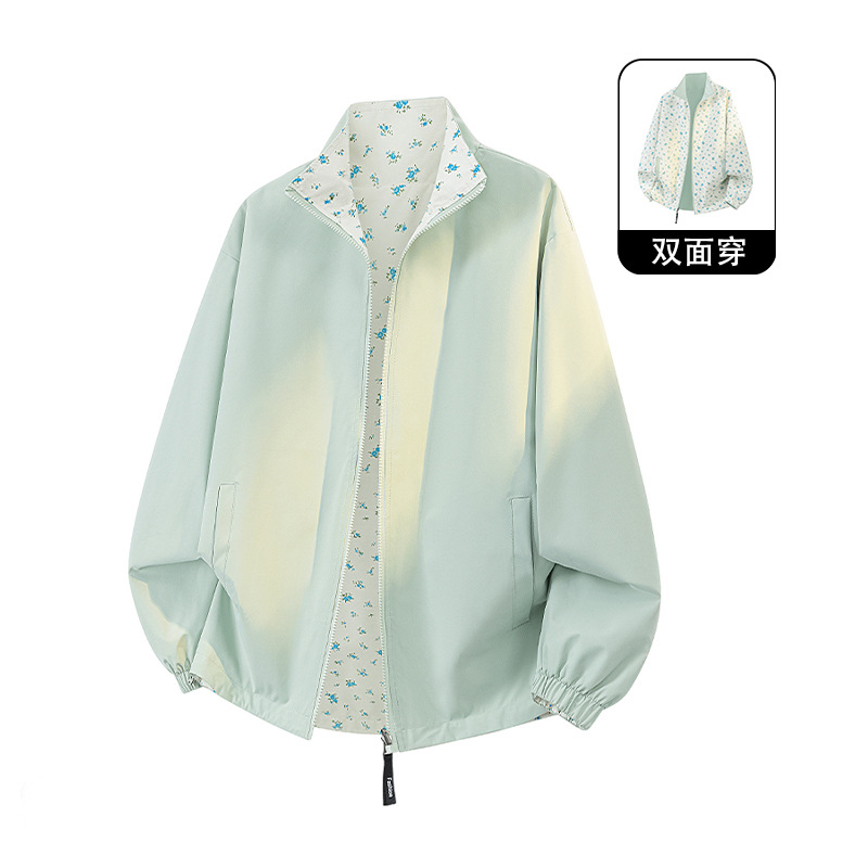 Featured best-selling double-sided stand-up collar jacket for men and women, 2026 new American-style simple solid color dopamine jacket for men