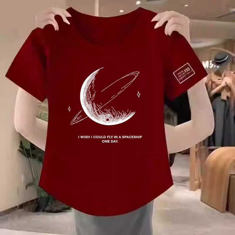 Brand discount counter withdrawal high quality mother plus size design foreign style short sleeve T-shirt female all-match round neck