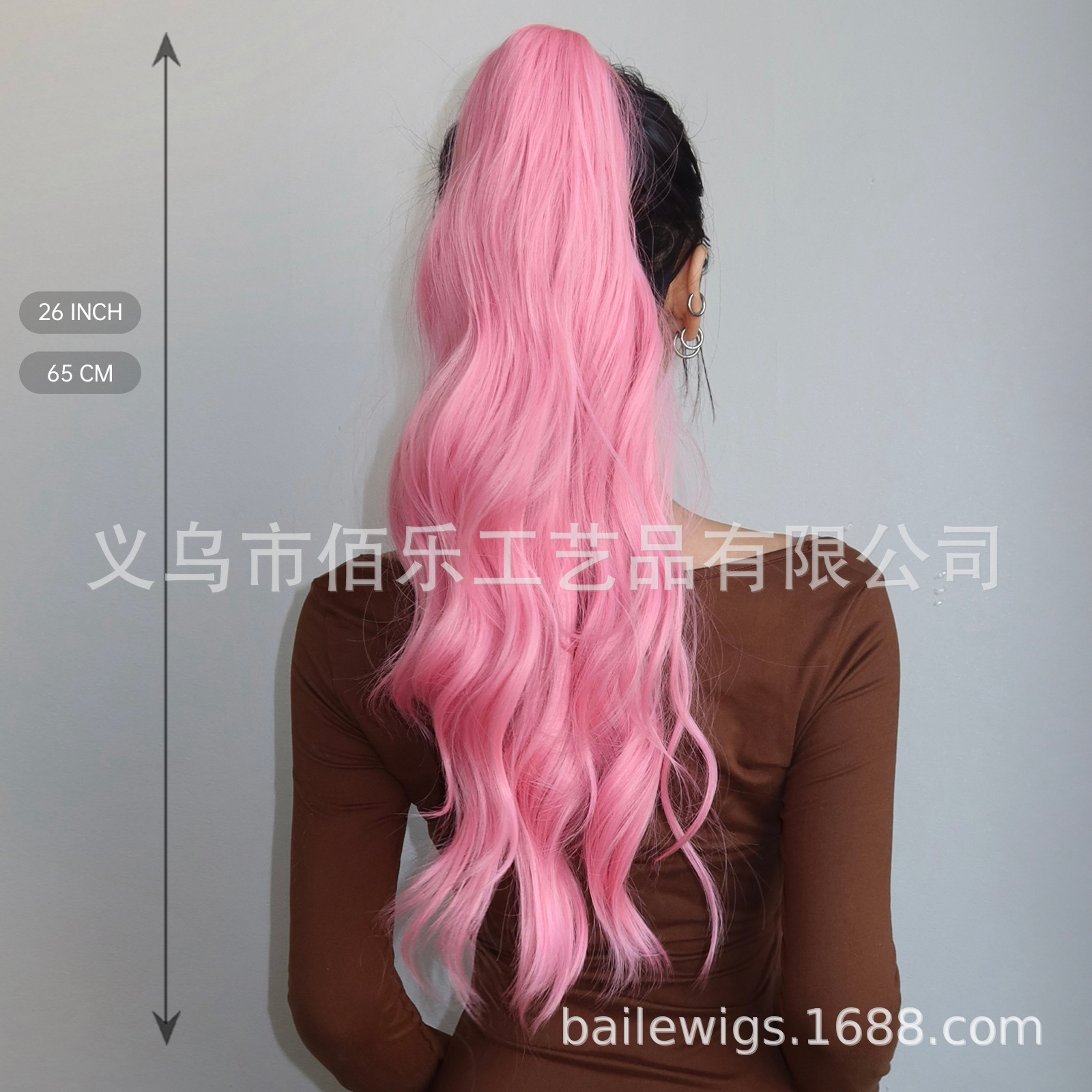 Multi-color opcional clip de agarre de alta cola de caballo larga peluca rizada-transfronteriza venta caliente cola de caballo pelo peluca de fibra química