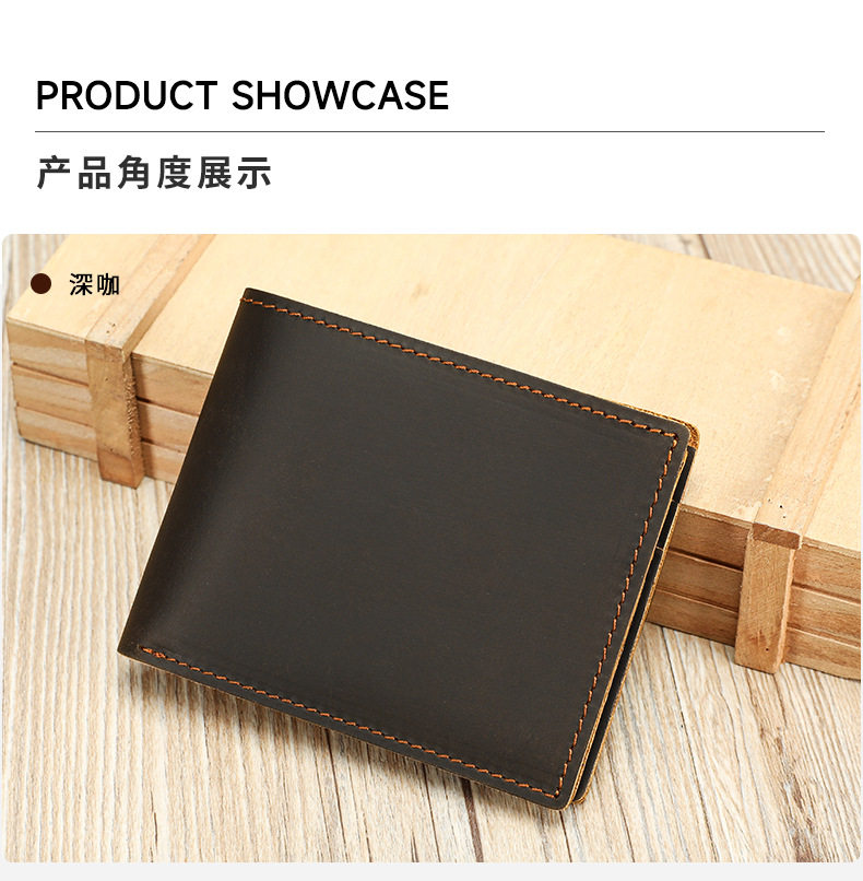 Ví nam ngắn gập đôi da bò thật cao cấp , ví da handmade nhiều ngăn — 1330 màu cà phê đậm, 1330 màu nâu, màu nâu, nâu sẫm chi tiết 14
