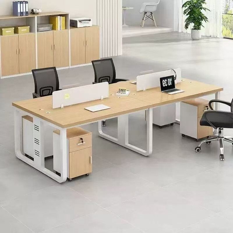 Office Desk and Chair Set for 4-6 People, Solid Wood Executive Desk, Modern Minimalist Company Staff Computer Desk Office Desk and Chair Set for 4-6 People, Solid Wood Executive Desk, Modern Minimalist Company Staff Computer Desk