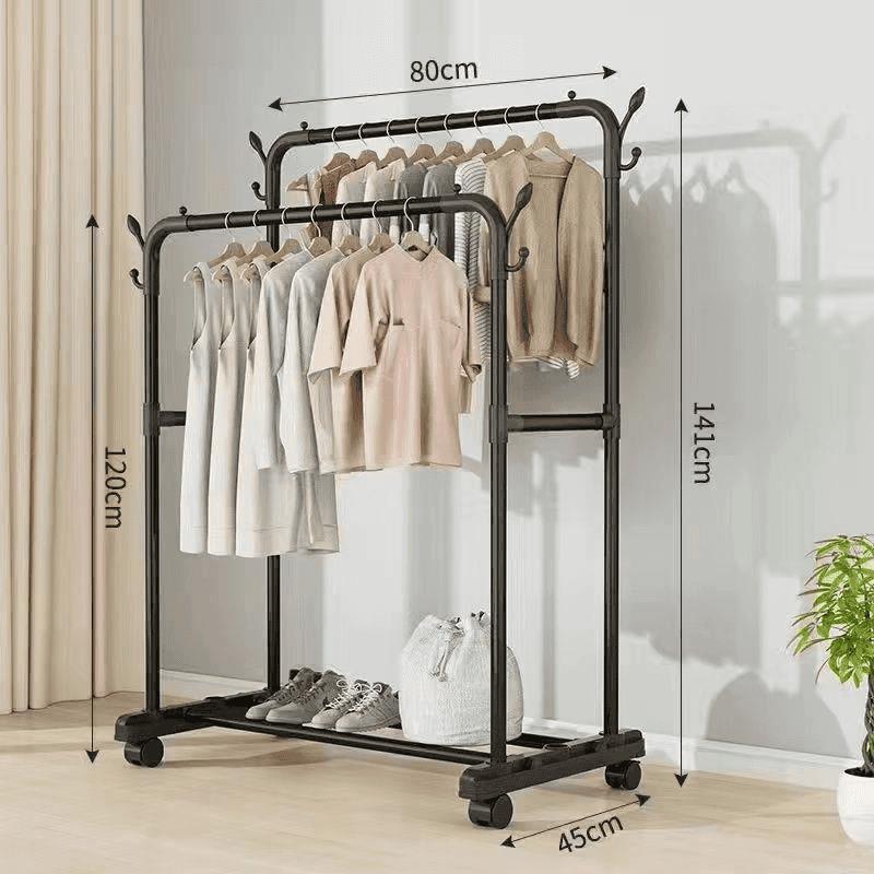 percha de ropa doméstica piso vertical engrosado y engrosado estante de almacenamiento dormitorio balcón una sola fila doble fila percha de ropa