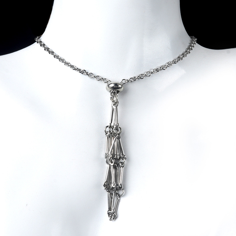 1720-Acero inoxidable cadena hecha a mano de malla tejida bolsa collar de cristal ágata piedra gota de agua colgante reemplazable piedra original