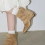 法式尖头大码内增高女靴