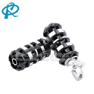 Aluminum Alloy Round Hollow Front Motorcycle pedals - black