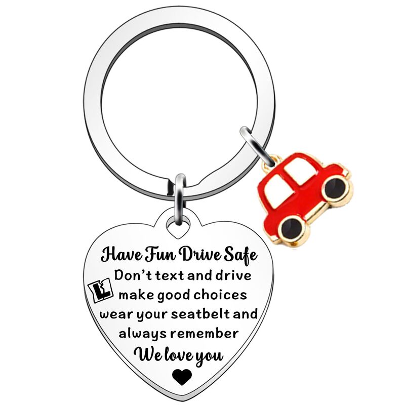 Cross-Border Safe Driving Keychain Driver Gift Driver's License Test Passed Stainless Steel Keychain Driving Gift
