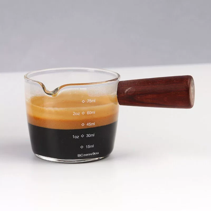Деревянная ручка, маленькая молочная чашка, высокий borosilicate стекло, кофейная чашка, дома, прозрачная стеклянная чашка с миниатюрной маленькой молочной кофеваркой