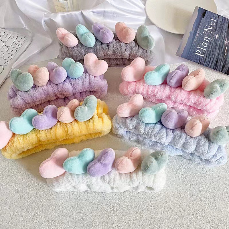 Cuidado estereoscópico adornos de pelo rojo net lavado facial especial banda de pelo máscara de maquillaje banda de pelo lavado toalla de peluche