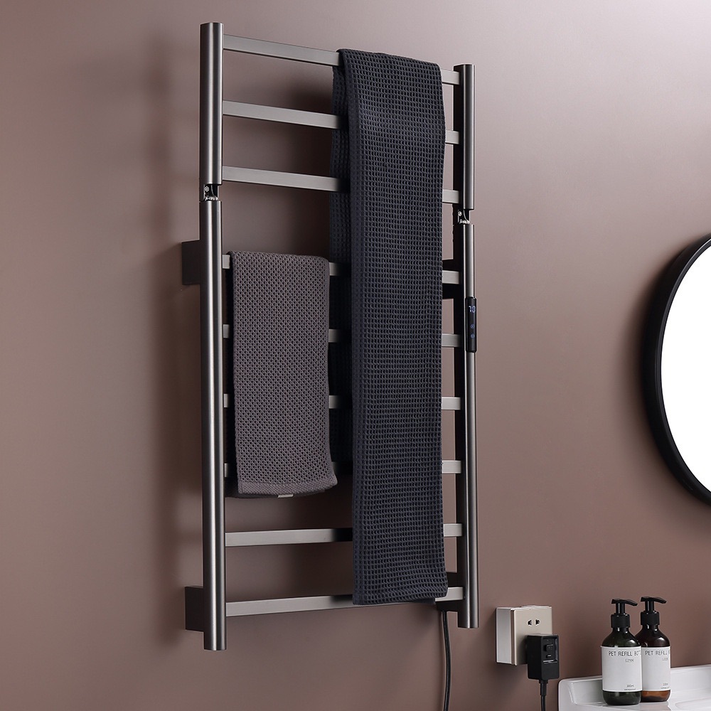 Plegable multifuncional toallero simple abierto-montado pantalla táctil de calefacción eléctrica acero inoxidable 304 Barra de Toalla baño