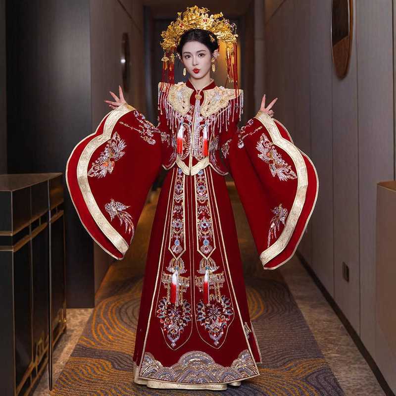 High-End Hanfu Xiuhe Suit 2026 New Style Wedding Dress Bride's Wedding Toast Dress Bridal Gown Chinese-Style Formal Dress Phoenix Crown and Veil High-End Hanfu Xiuhe Suit 2026 New Style Wedding Dress Bride's Wedding Toast Dress Bridal Gown Chinese-Style Formal Dress Phoenix Crown and Veil