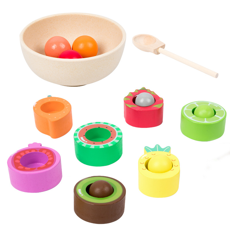 Montessori juego de cuentas de frutas clasificación de color coincidencia cognitiva bebé entrenamiento de movimiento fino rompecabezas juguetes divertidos image 6