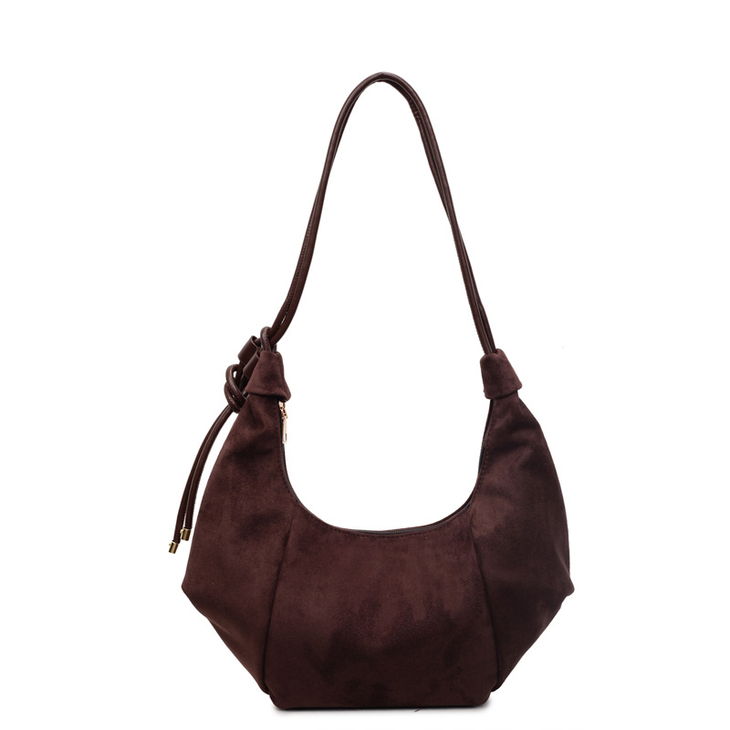 Korean Style Suede Crossbody Bag For Women, New Retro Minimalist Hobo Bag, High-End Commuter Underarm Bag - Thumbnail 7