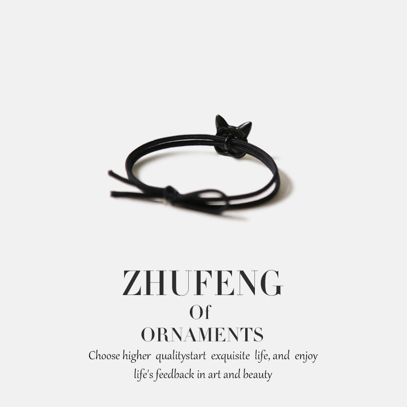 Dos colores pupila ojo grande gato cabeza cuerda hembra lindo de dibujos animados japonés y coreano simple todo partido aleación cabeza chica pelo corbata tocado