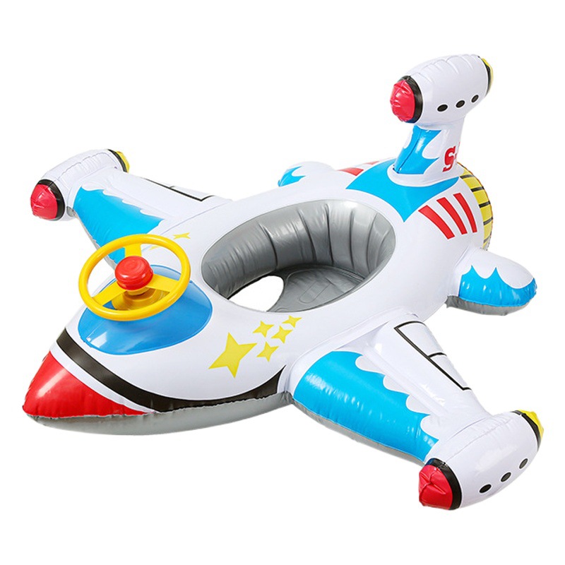 Nuevo asiento inflable para niños en forma de avión/barco, juguete acuático para exteriores con volante.