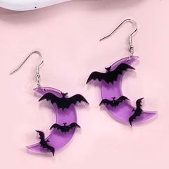 ヨーロッパとアメリカのハロウィン楽しいムーンバットアクリルイヤリングファッショナブルな個性面白いダークスタイルイヤリング女性のイヤリング