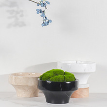 跨境专供 天然大理石花盆客厅家居软装园艺摆件多肉盆栽水培花器