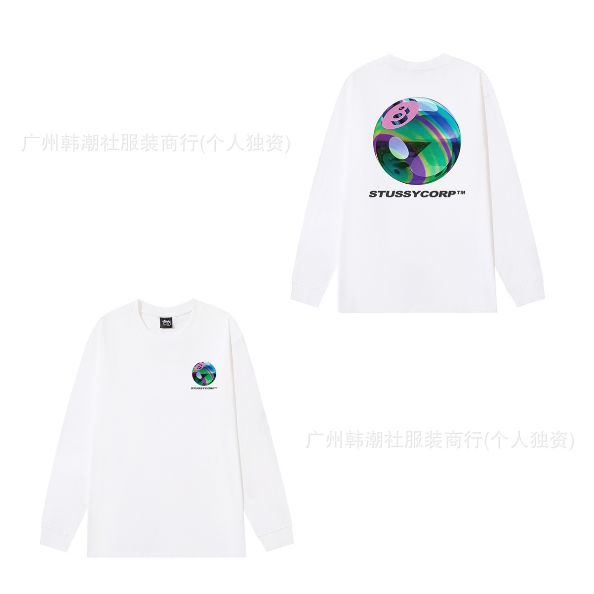 原標クロスボーダーの新型潮牌stuツアーの経典のアルファベットのプリントの丸首の長袖のtシャツは代行します。