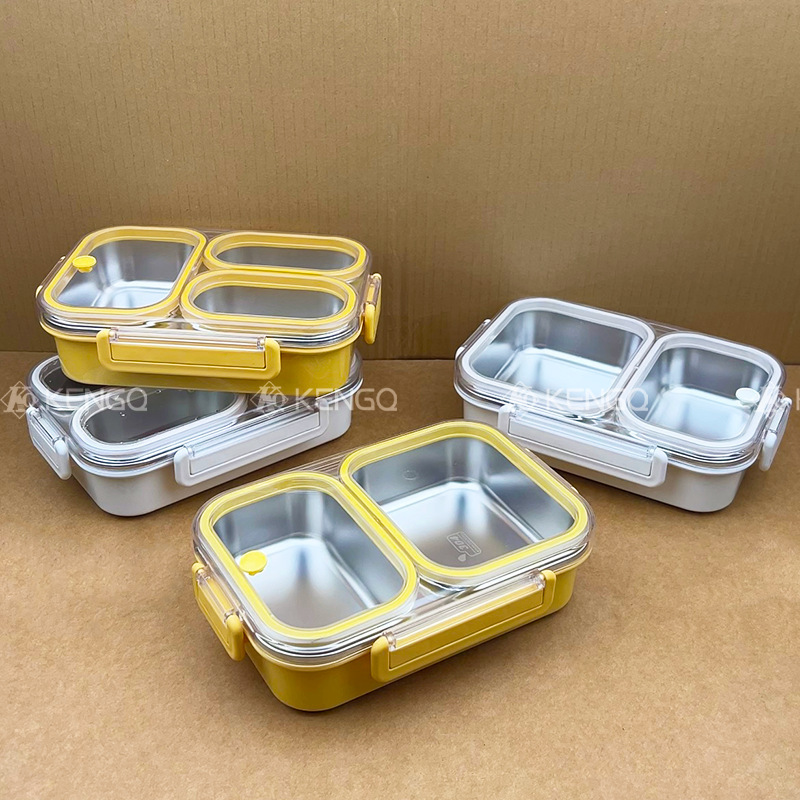 電子レンジ対応弁当箱、防臭304ステンレス製学生弁当箱、3コンパートメント密封鮮度保持ボックス|undefined