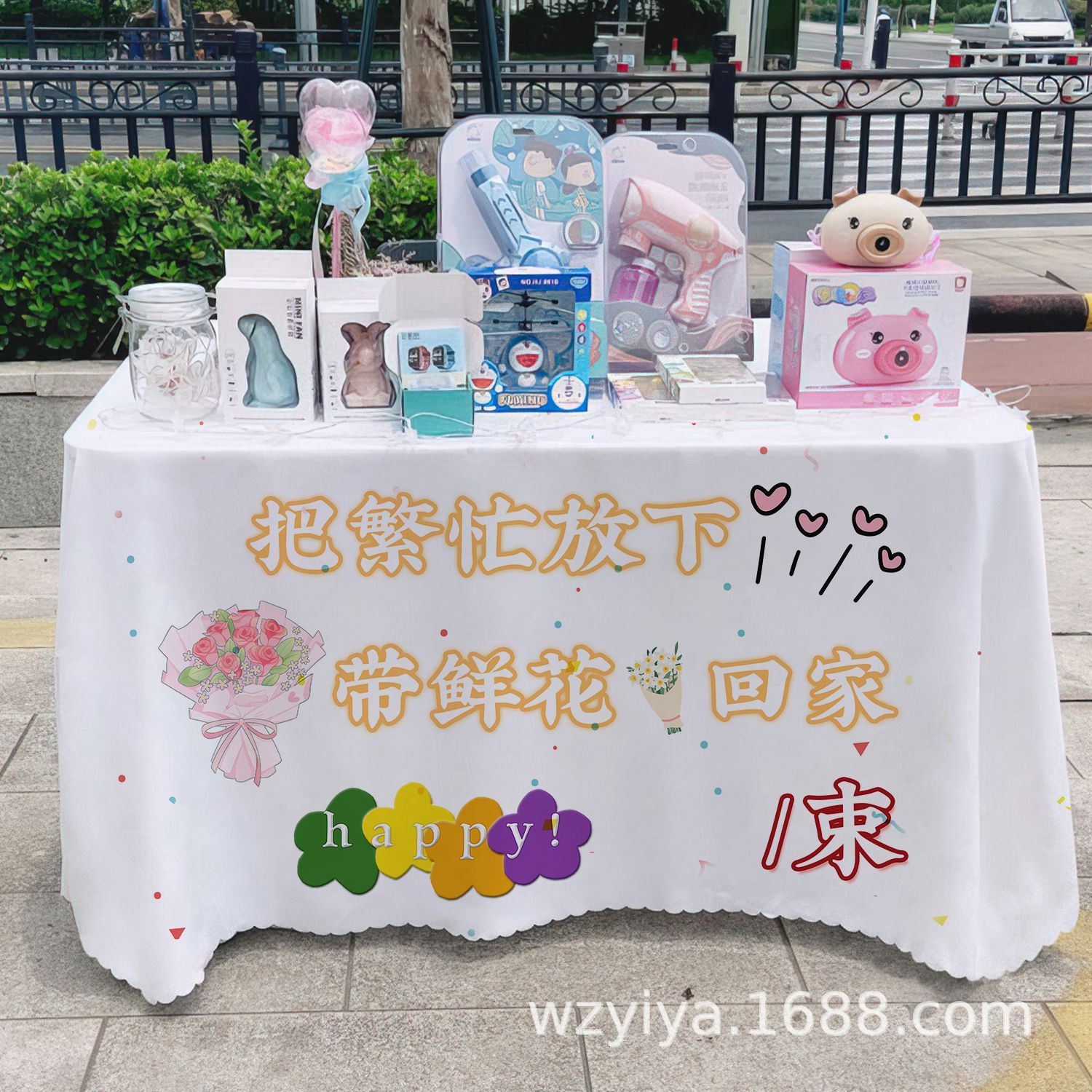 Venta de flores publicitarias publicidad mercado nocturno puestos de mesa tela carro mesa tela tela de mesa acera