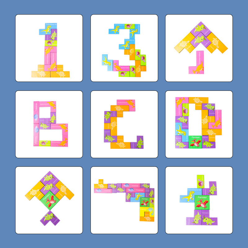 Cognición de personajes de tráfico de letras Tetris puzzle juguetes de bloques de construcción interacción padres-hijos puzzle de educación temprana