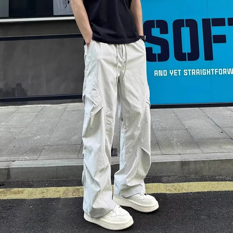 米灰色斜切冰丝速干裤子男生夏季薄款弯刀工装裤防晒伞兵休闲长裤|undefined