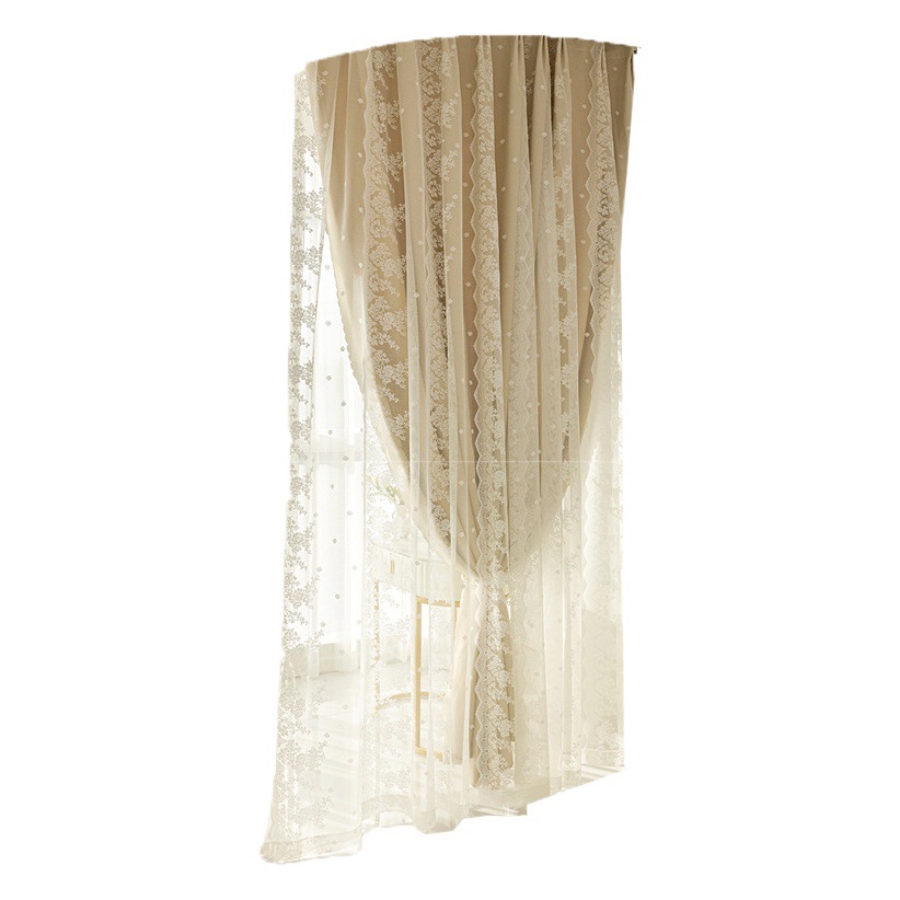 Cortinas Opacas de Encaje Estilo Princesa para Dormitorio o Sala de Estar, Estilo Moderno 2025, Lujo Ligero, Tipo Gancho, Producto Terminado