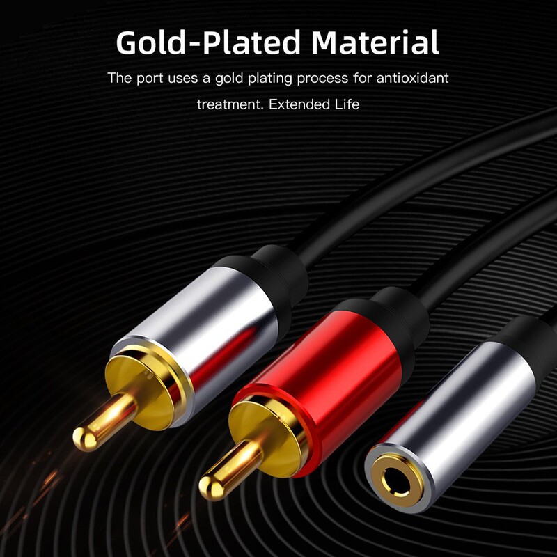 Audio Cable One to Two 3.5 Female to 2Rca Male Audio Adapter Cable Double Lotus Head Subwoofer Cable