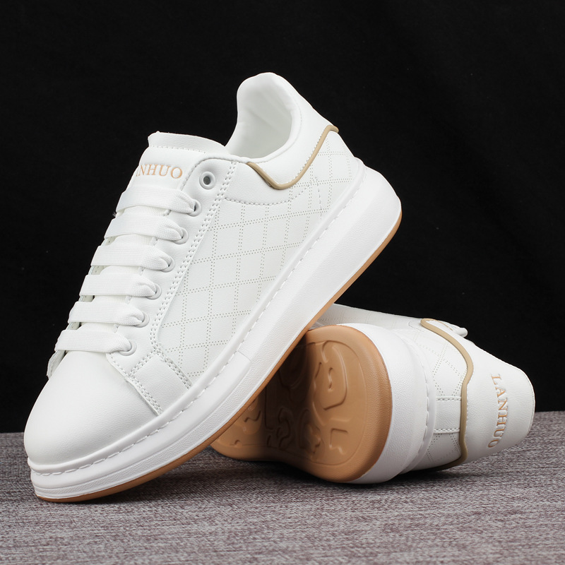 Candlelight Thick Sole White Sneakers Men's Couple Style Heeled Skate Shoes Student Sports Shoes Men's Trendy Shoes Women's Shoes Versatile