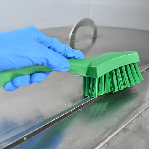 Food safety short-handled hard bristle brush food grade no shedding high temperature resistant cleaning brush for food factories, catering, and pharmaceutical plants