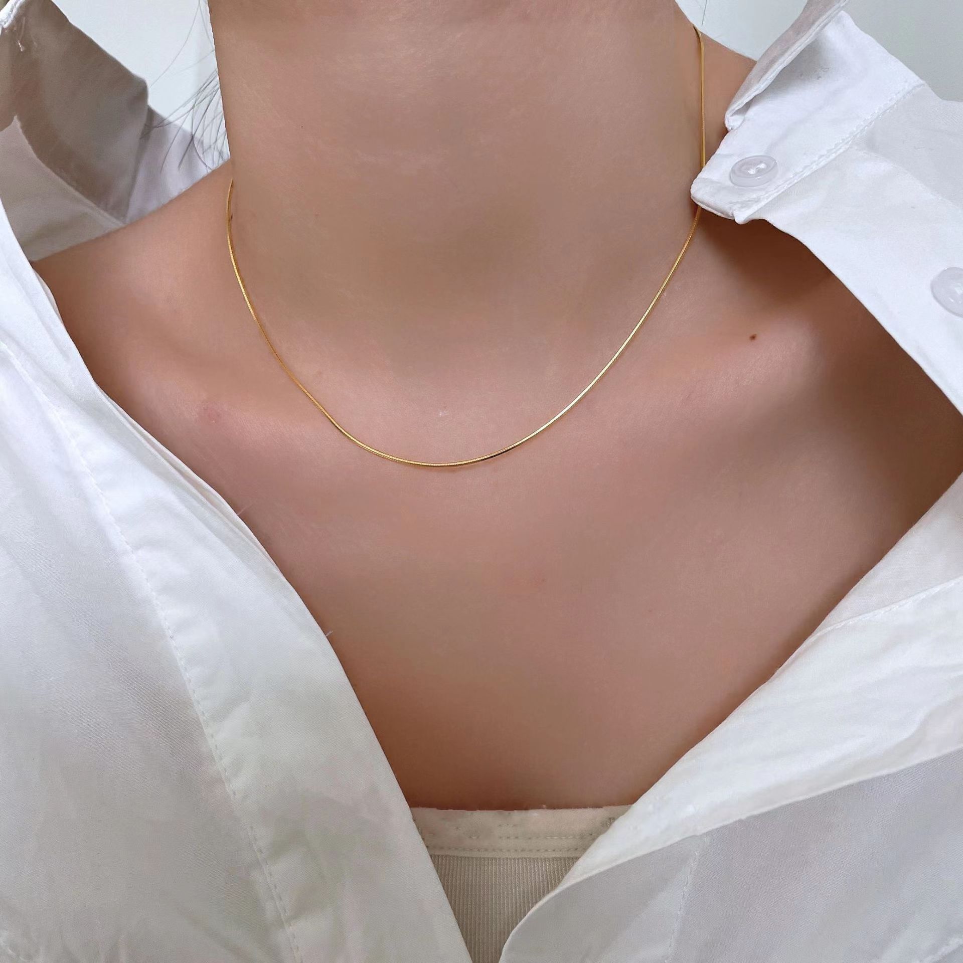 304 Stainless Steel Chain Material Solid Color 304 Stainless Steel Elegant Simple Style 304 Stainless Steel Necklace