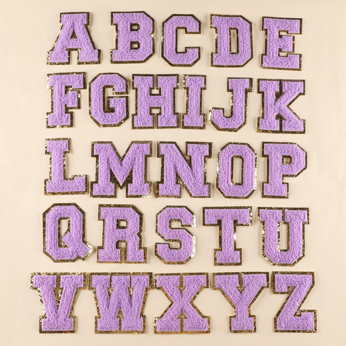 Computer embroidery label towel embroidery gold edge English letter badge patch patch clothing accessories chenille embroidery cloth patch