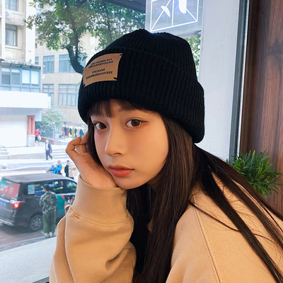 Cap Trend Retro Embroidered Couple Knitted Wool Hat Women Winter Japanese Style Warm Student Korean Version Ins Ear Warm Hat