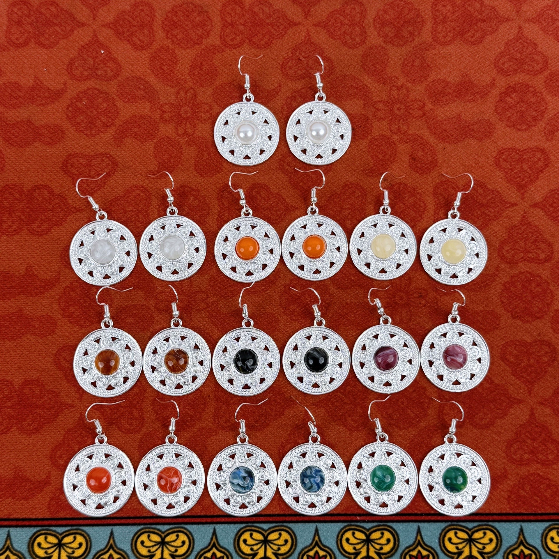 Монгольские серьги женские ежедневные дикие натуральные каменные серьги с серьгами металлические серьги