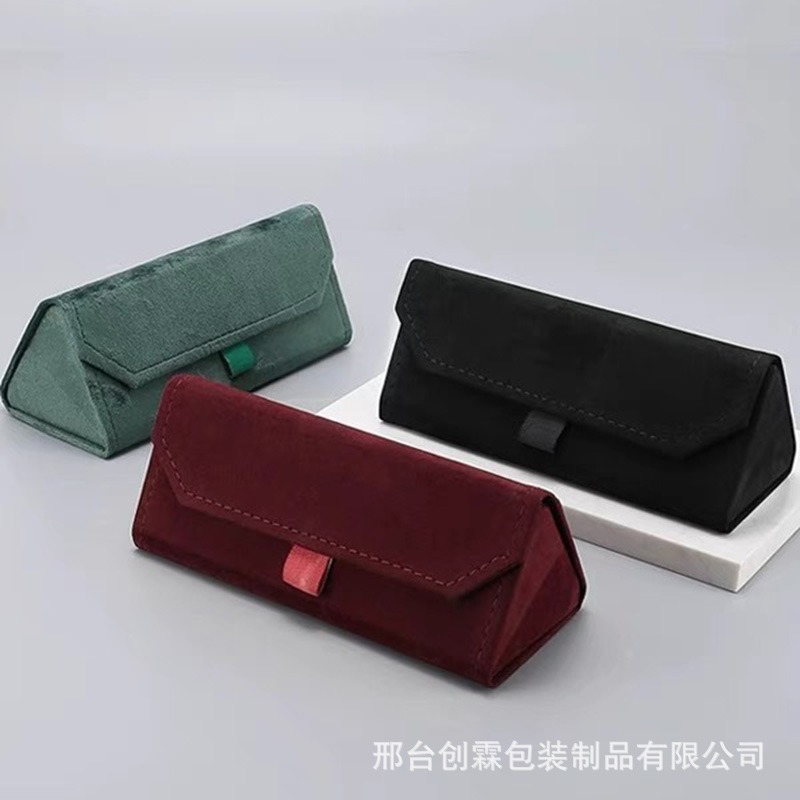 Velvet Folding Triangle Wallet Glasses Case Ins Japanese Style Manufacturer Wholesale Handmade Box Sunglasses Case Can Print Logo