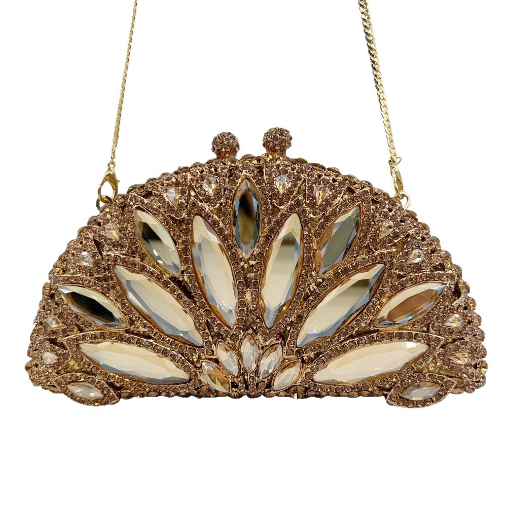 Bolsa de cristal transfronteriza con diamantes para banquete, bolsa de mano de lujo ligera con diamantes de ojo de caballo, bolsa de banquete de mujer