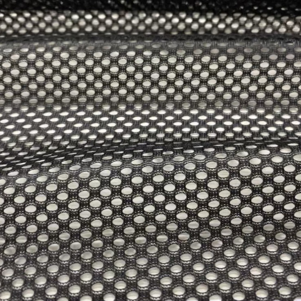 现货黑白双眼网布 高色牢度交通环卫反光服装箱包手袋童车网眼布