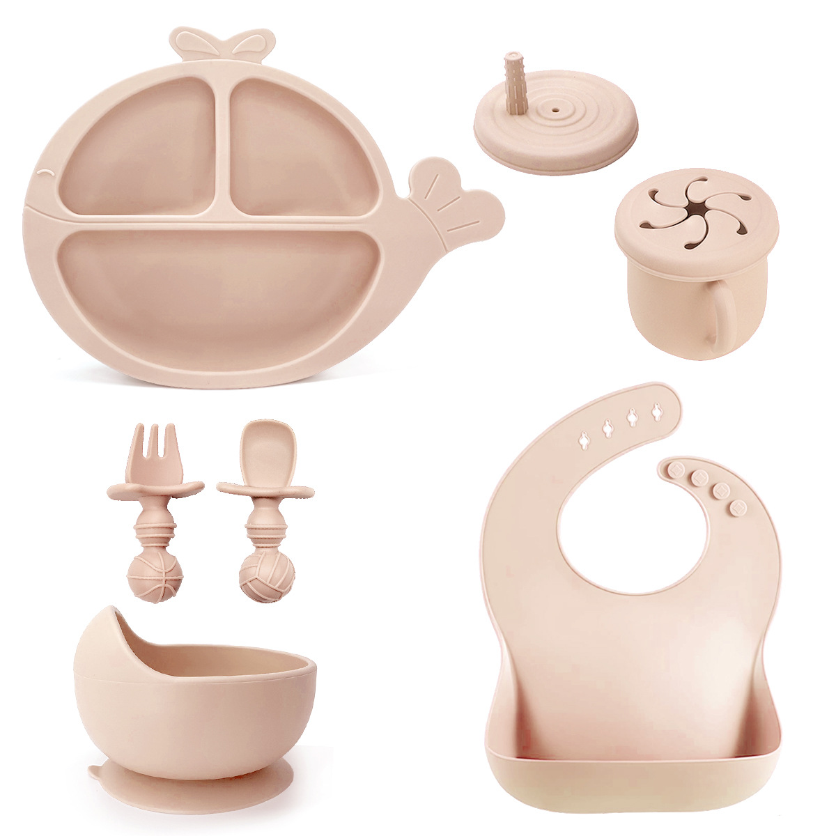 Plato dividido para bebé, vajilla popular para niños, plato de silicona para bebé y madre de Amazon, tazón de comida dividido