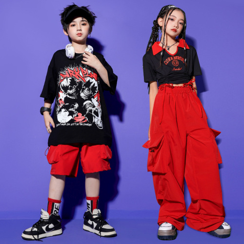 Girl's Jazz Dance Costume Cool Japanese Street Dance Performance Suit Set Children's Hip Hop Hiphop Fashion Show Stage Trendy