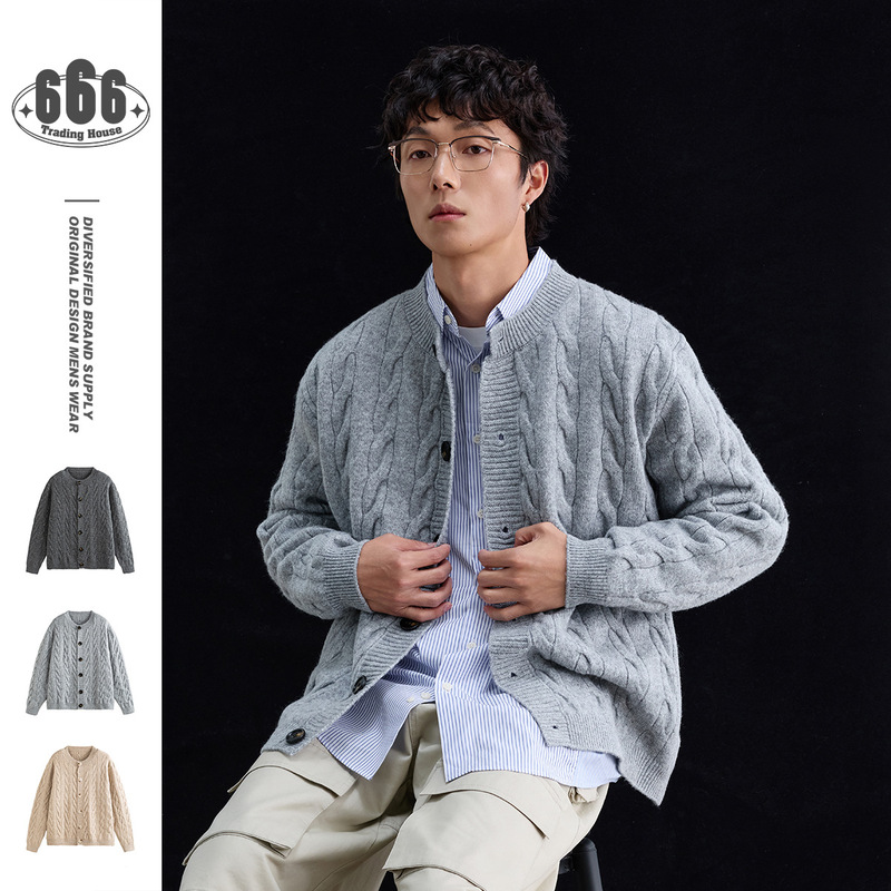 Answer Me Autumn and Winter Retro Cardigan Trendyy Knitwear Boys Versatile Lazy Style Twist Knitwear Jacket M51 Answer Me Autumn and Winter Retro Cardigan Trendyy Knitwear Boys Versatile Lazy Style Twist Knitwear Jacket M51