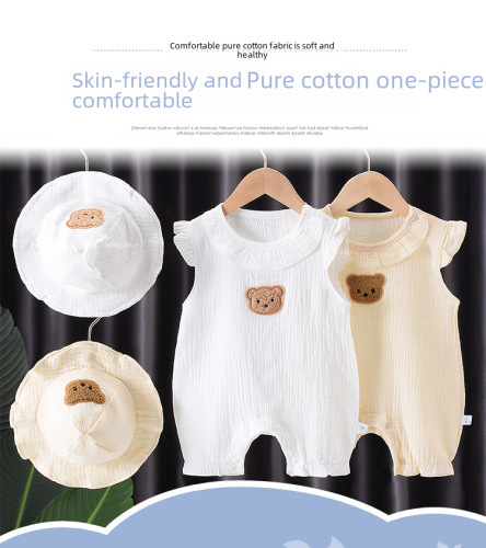 Baby Hairy A Class Cotton Onesie Newborn Clothes Baby Clothing Pure Cotton Girls Crawling Suit Cute Hat