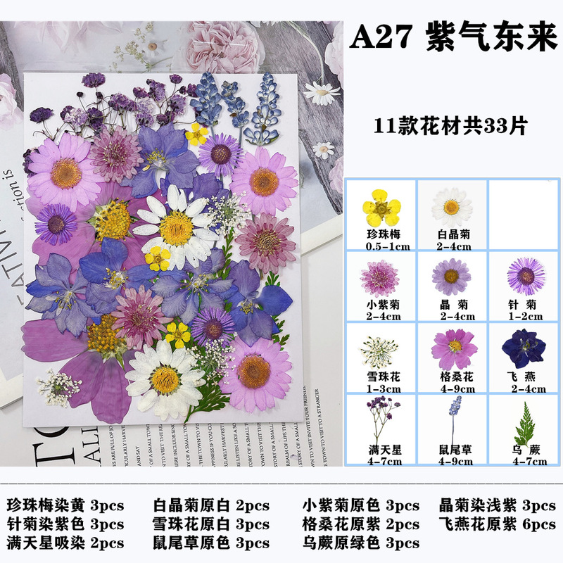 干花压花材料包 diy押花相框书签滴胶手机壳脸部贴花真花植物标本|undefined