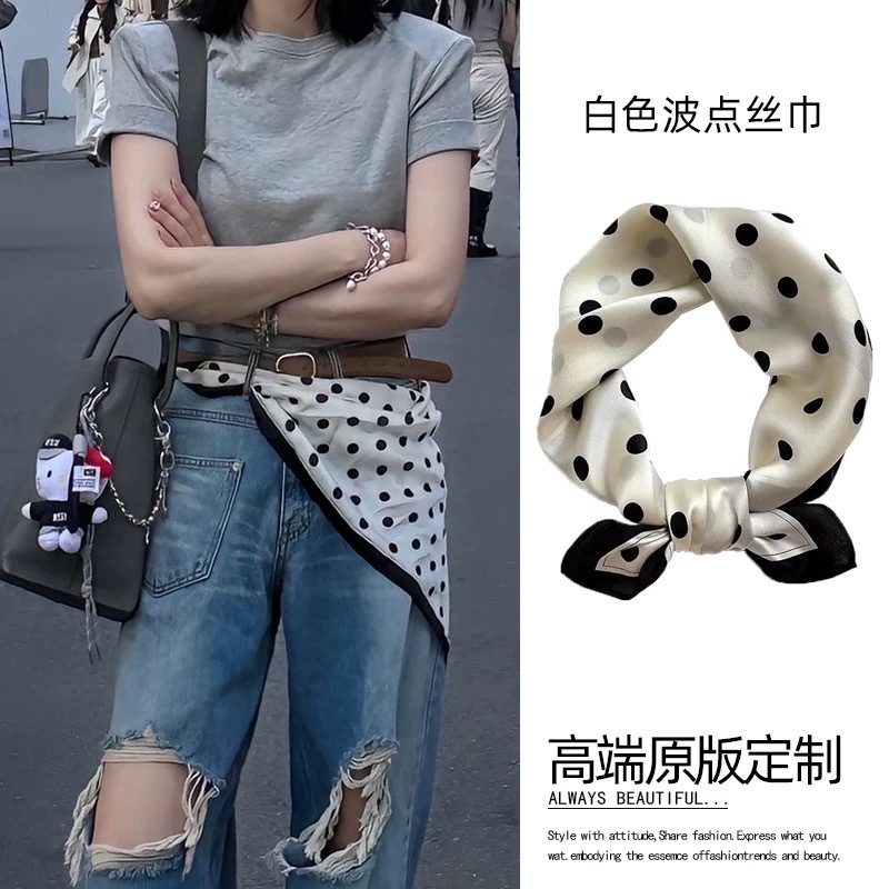 2025 nueva correa de cuello flor de anacard pequeña bufandas cuadradas bufandas de seda con camisa decoración de mujeres de alta calidad accesorios de cuello