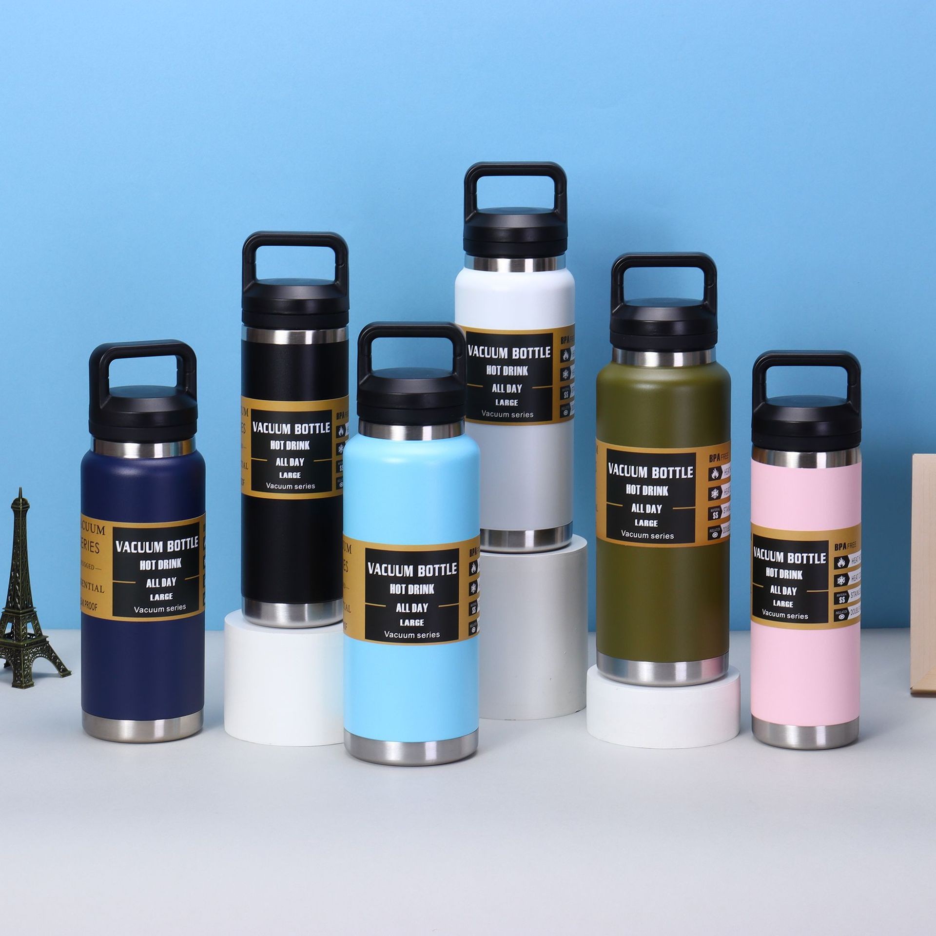Transfronterizos de alta capacidad de viaje de 1100ml hervidor de agua 304 acero inoxidable doble taza de vacío hervidor de agua portátil al aire libre