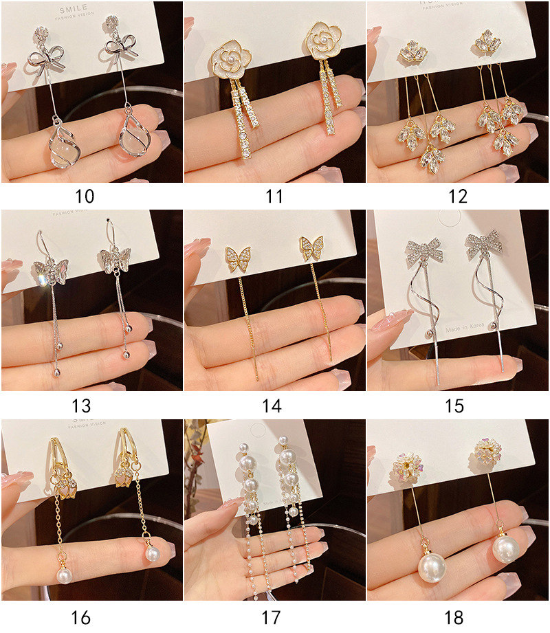 Fashion Flower Bow Knot Copper Inlay Artificial Pearls Zircon Drop Earrings 1 Pair