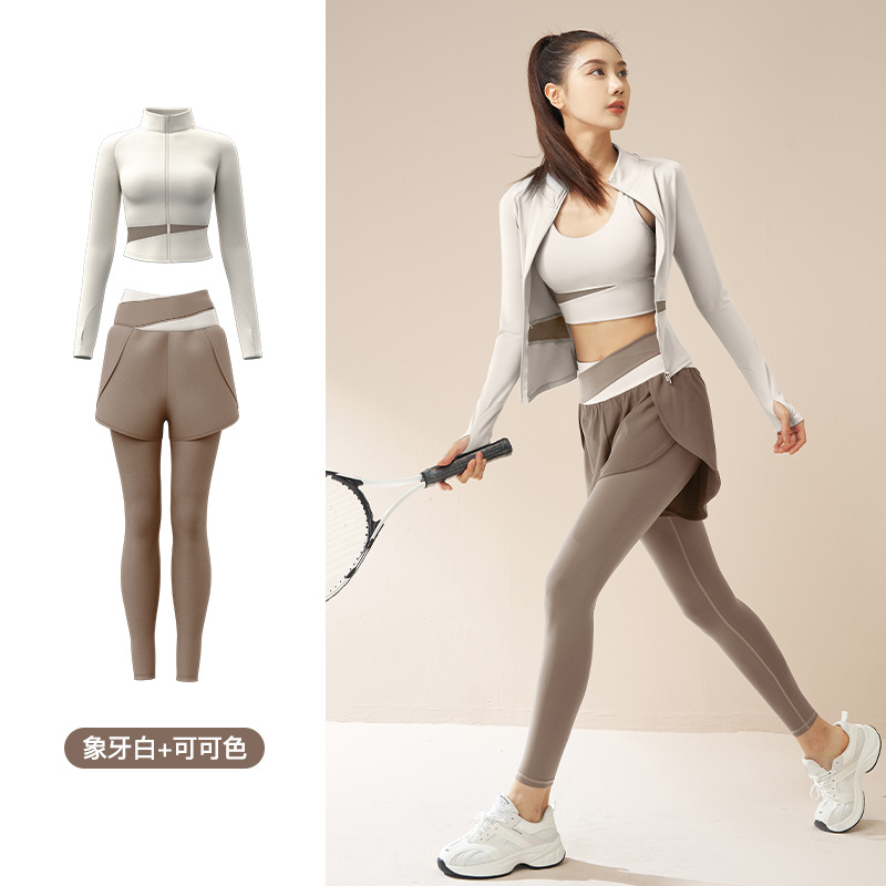 Conjunto Deportivo Juyitang para Primavera y Otoño, Ropa de Yoga y Fitness, Corte Ajustado, Ropa Deportiva para Gimnasio
