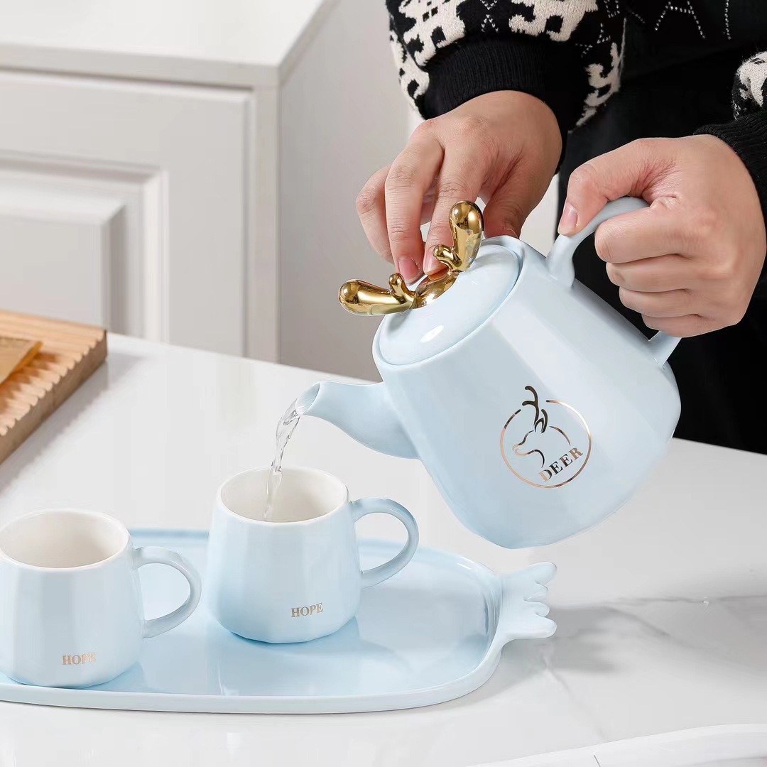 Elk creativo regalo de cerámica botella de agua fría taza traje estilo nórdico simple conjunto de agua dulce taza