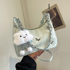 フランスの小さなバッグ女性の新しい高級感ファッション腋の下バッグかわいい蝶ネクタイ大容量しわショルダーバッグ