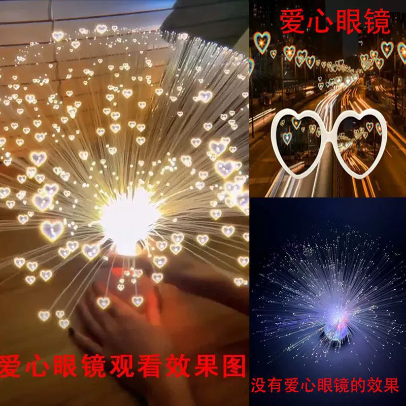 Красочная оптоволоконная лампа, лампа в форме сердца, звездное небо, креативная лампа в форме сердца, фото сердца девушки в форме сердца, популярная прикроватная лампа для спальни