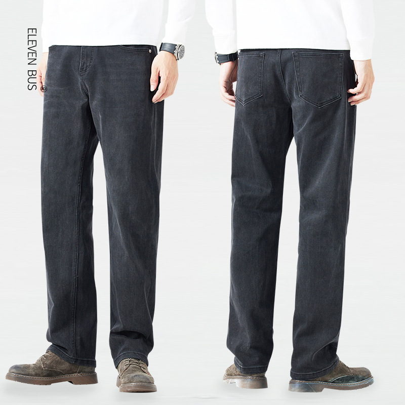 Capelli lisci di fabbrica di jeans da uomo neri puri slim slim quattro stagioni_voghion.com