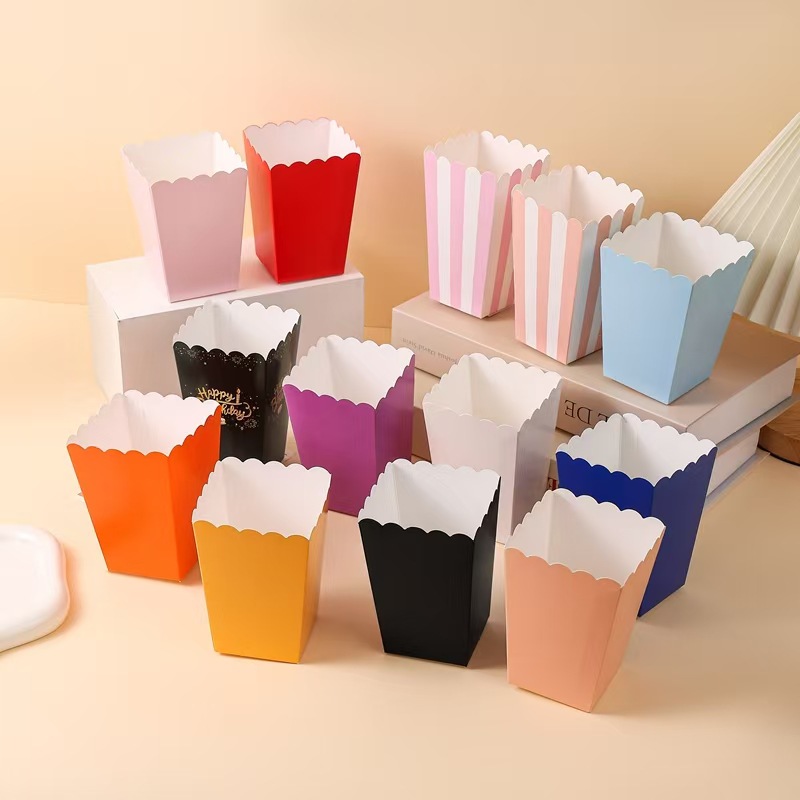 跨境现货男孩女孩爆米花盒一次性爆米花桶薯条炸鸡包装纸盒